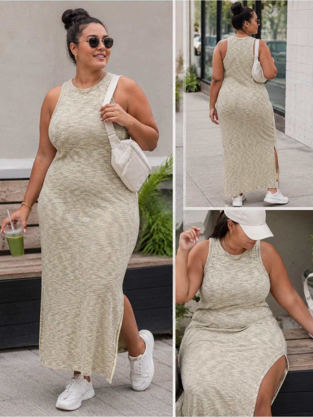 Old Navy Green Yellow Ribbed Sleeveless Maxi Dress Size XL